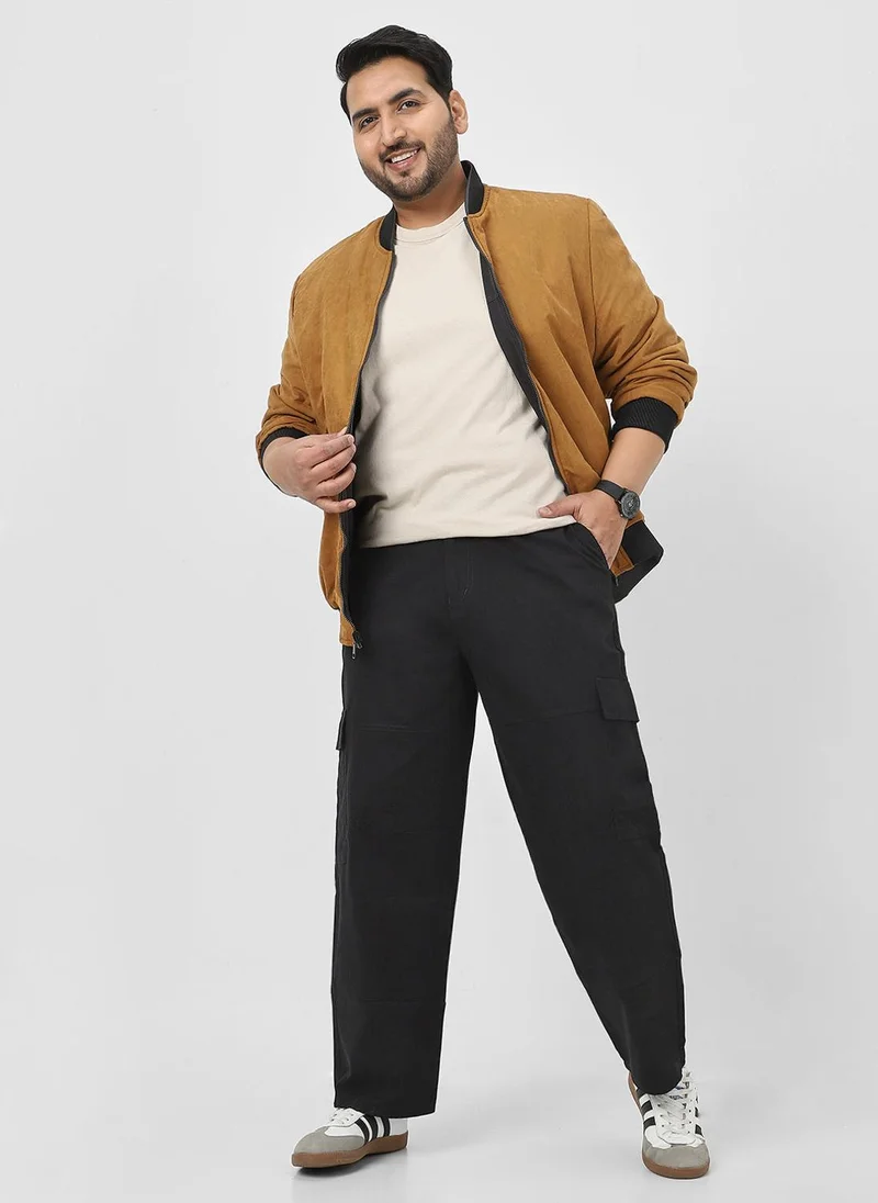 Urbano Fashion  Urbano Plus Men's Black Loose Baggy Fit Solid Cargo Chino Pant with 6 Pockets Non-Stretchable for Men | Best Price UAE